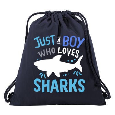 Shark Just A Boy Who Loves Sharks Gift Drawstring Bag
