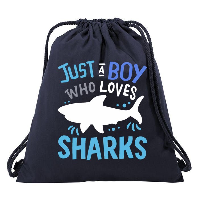 Shark Just A Boy Who Loves Sharks Gift Drawstring Bag