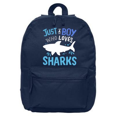 Shark Just A Boy Who Loves Sharks Gift 16 in Basic Backpack