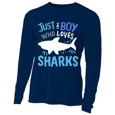 Shark Just A Boy Who Loves Sharks Gift Cooling Performance Long Sleeve Crew