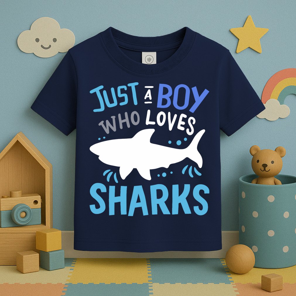 Shark Just A Boy Who Loves Sharks Gift Toddler T-Shirt