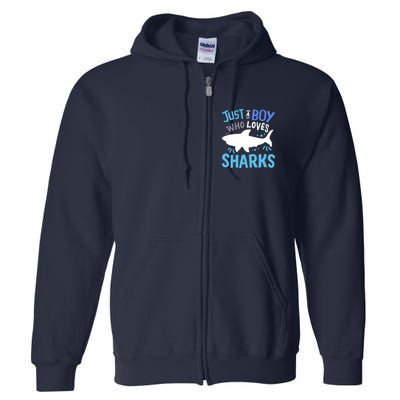 Shark Just A Boy Who Loves Sharks Gift Full Zip Hoodie