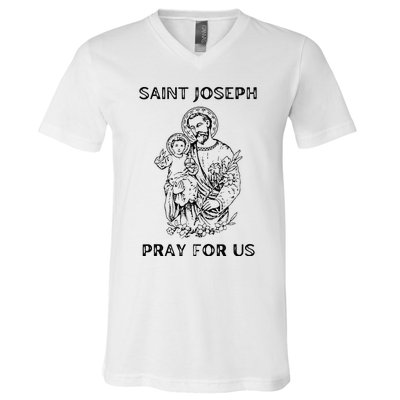 Saint Joseph All Saints Day, St Joseph, Catholic V-Neck T-Shirt