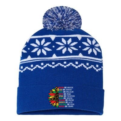 Sunflower Juneteenth Ancestors Dream Like Leaders Black Gift USA-Made Snowflake Beanie