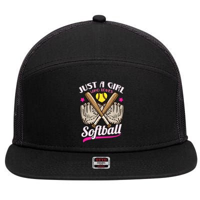 Softball Just A Girl Who Loves Softball Softball Player TShirt 7 Panel Mesh Trucker Snapback Hat