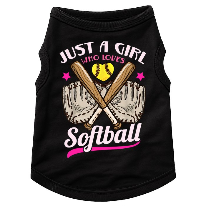 Softball Just A Girl Who Loves Softball Softball Player TShirt Doggie Tank