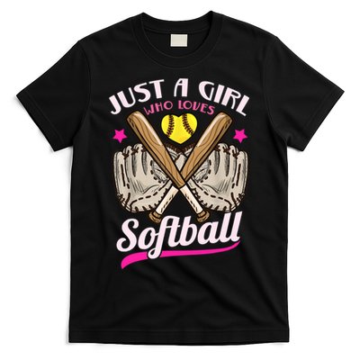 Softball Just A Girl Who Loves Softball Softball Player TShirt T-Shirt