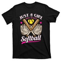 Softball Just A Girl Who Loves Softball Softball Player TShirt T-Shirt