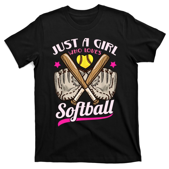 Softball Just A Girl Who Loves Softball Softball Player TShirt T-Shirt