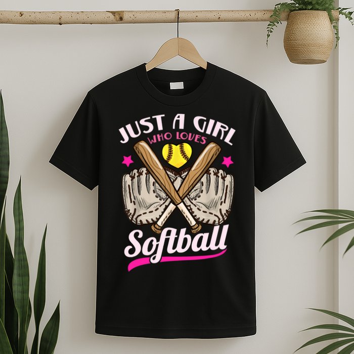 Softball Just A Girl Who Loves Softball Softball Player TShirt T-Shirt