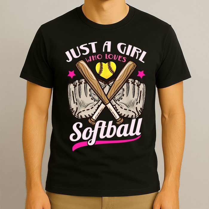 Softball Just A Girl Who Loves Softball Softball Player TShirt T-Shirt