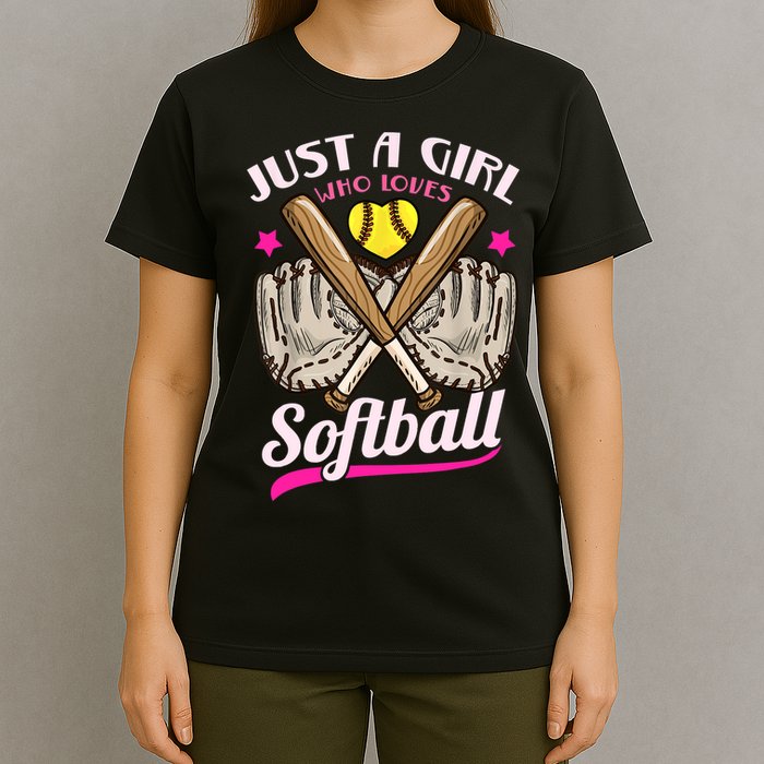 Softball Just A Girl Who Loves Softball Softball Player TShirt T-Shirt