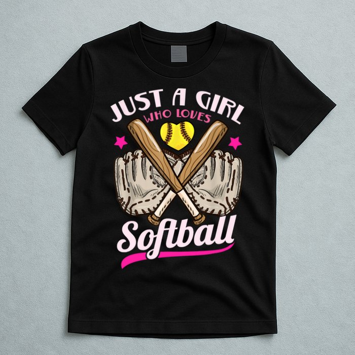 Softball Just A Girl Who Loves Softball Softball Player TShirt T-Shirt