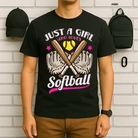 Softball Just A Girl Who Loves Softball Softball Player TShirt T-Shirt