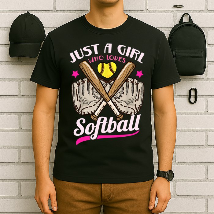 Softball Just A Girl Who Loves Softball Softball Player TShirt T-Shirt