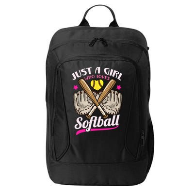 Softball Just A Girl Who Loves Softball Softball Player TShirt City Backpack