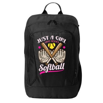 Softball Just A Girl Who Loves Softball Softball Player TShirt City Backpack