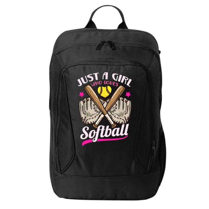 Softball Just A Girl Who Loves Softball Softball Player TShirt City Backpack