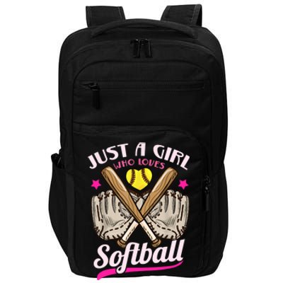 Softball Just A Girl Who Loves Softball Softball Player TShirt Impact Tech Backpack