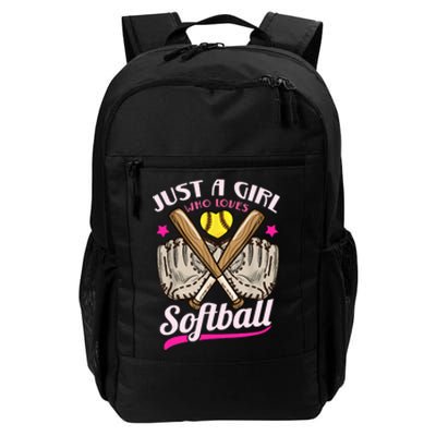 Softball Just A Girl Who Loves Softball Softball Player TShirt Daily Commute Backpack