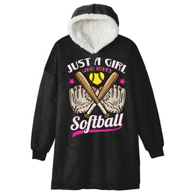 Softball Just A Girl Who Loves Softball Softball Player TShirt Hooded Wearable Blanket