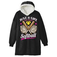 Softball Just A Girl Who Loves Softball Softball Player TShirt Hooded Wearable Blanket