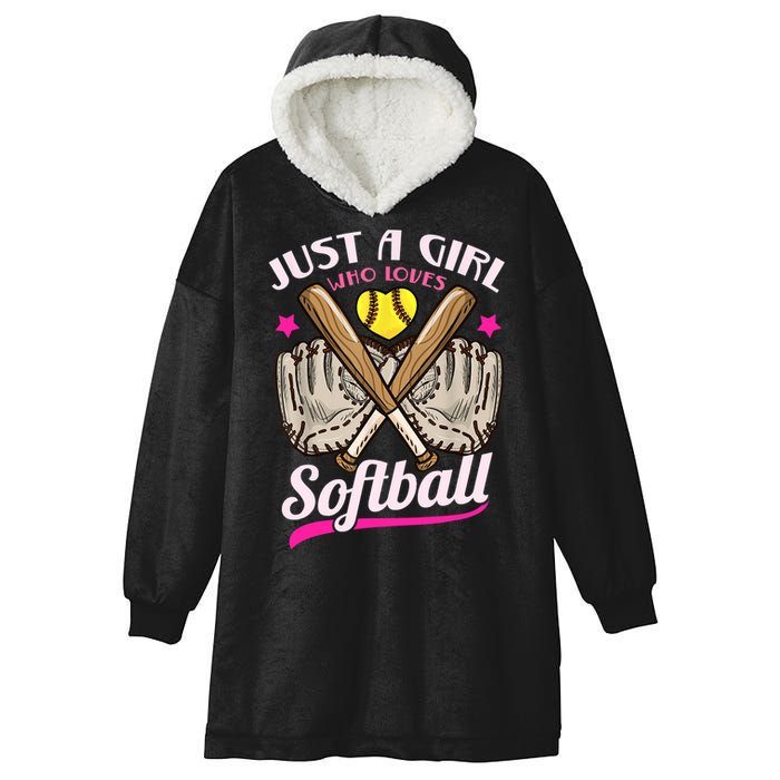 Softball Just A Girl Who Loves Softball Softball Player TShirt Hooded Wearable Blanket