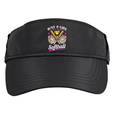 Softball Just A Girl Who Loves Softball Softball Player TShirt Adult Drive Performance Visor