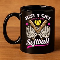 Softball Just A Girl Who Loves Softball Softball Player TShirt 11oz C Handle Ceramic Mug