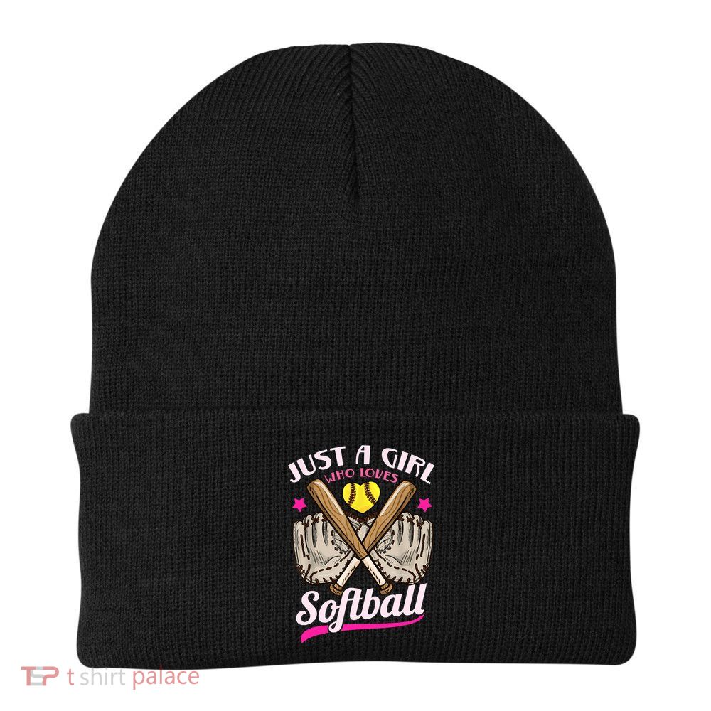 Softball Just A Girl Who Loves Softball Softball Player TShirt Beanie