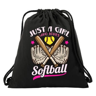 Softball Just A Girl Who Loves Softball Softball Player TShirt Drawstring Bag