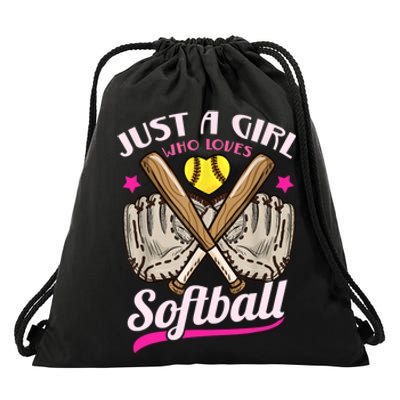 Softball Just A Girl Who Loves Softball Softball Player TShirt Drawstring Bag