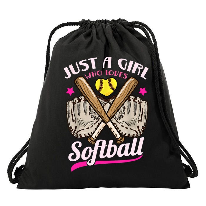 Softball Just A Girl Who Loves Softball Softball Player TShirt Drawstring Bag