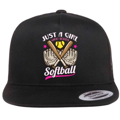 Softball Just A Girl Who Loves Softball Softball Player TShirt Flatbill Hat