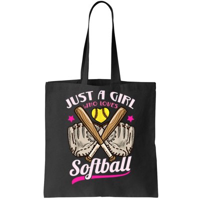 Softball Just A Girl Who Loves Softball Softball Player TShirt Tote Bag