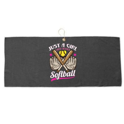 Softball Just A Girl Who Loves Softball Softball Player TShirt Large Microfiber Waffle Golf Towel