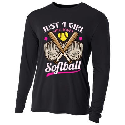 Softball Just A Girl Who Loves Softball Softball Player TShirt Cooling Performance Long Sleeve Crew