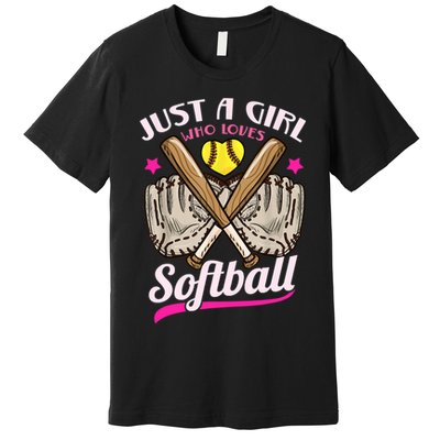 Softball Just A Girl Who Loves Softball Softball Player TShirt Premium T-Shirt