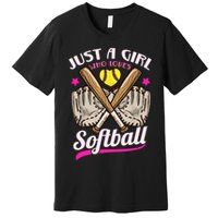 Softball Just A Girl Who Loves Softball Softball Player TShirt Premium T-Shirt
