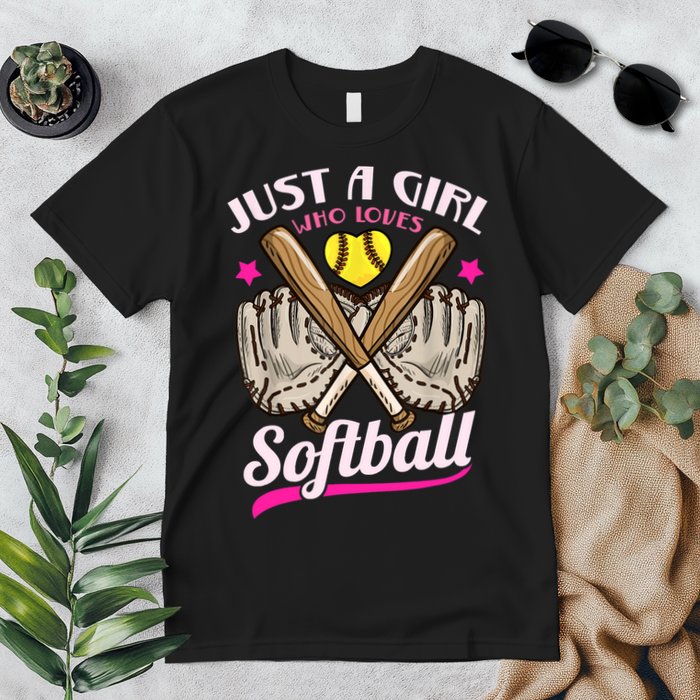 Softball Just A Girl Who Loves Softball Softball Player TShirt Premium T-Shirt