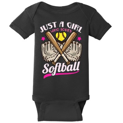Softball Just A Girl Who Loves Softball Softball Player TShirt Baby Bodysuit