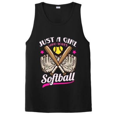 Softball Just A Girl Who Loves Softball Softball Player TShirt PosiCharge Competitor Tank