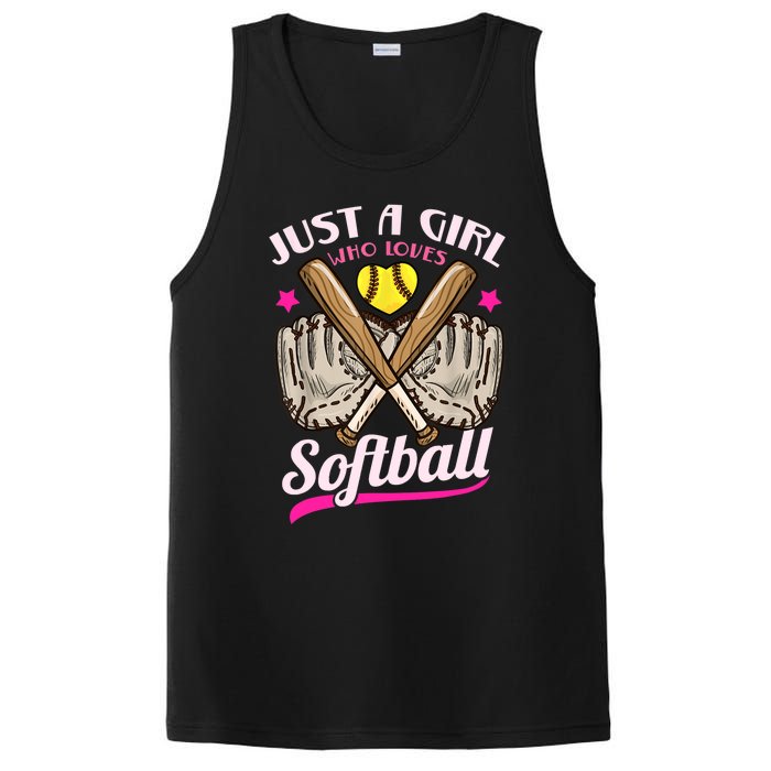 Softball Just A Girl Who Loves Softball Softball Player TShirt PosiCharge Competitor Tank