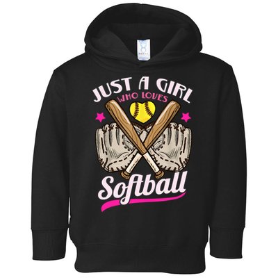 Softball Just A Girl Who Loves Softball Softball Player TShirt Toddler Hoodie