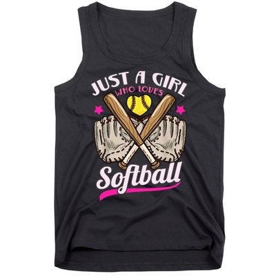 Softball Just A Girl Who Loves Softball Softball Player TShirt Tank Top