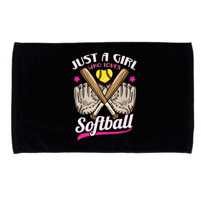 Softball Just A Girl Who Loves Softball Softball Player TShirt Microfiber Hand Towel
