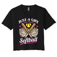 Softball Just A Girl Who Loves Softball Softball Player TShirt Crop Top