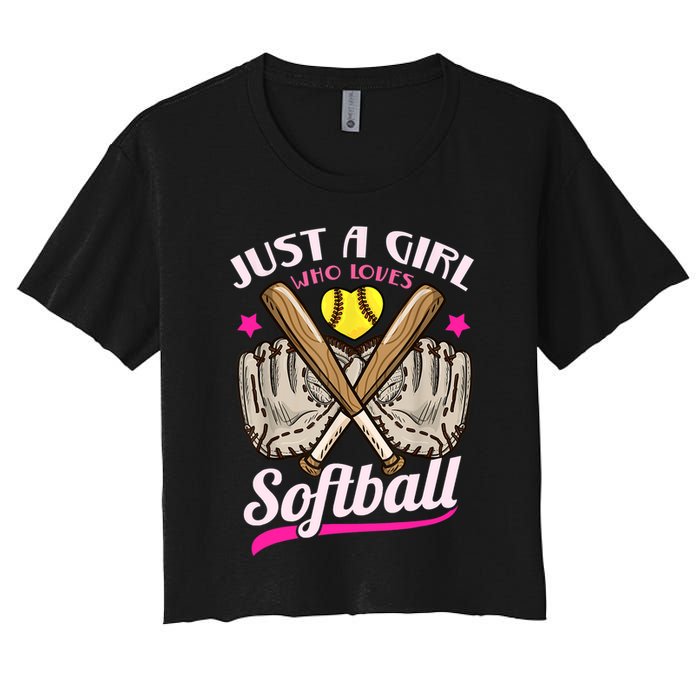 Softball Just A Girl Who Loves Softball Softball Player TShirt Crop Top