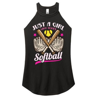 Softball Just A Girl Who Loves Softball Softball Player TShirt Women's Perfect Tri Rocker Tank