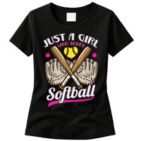 Softball Just A Girl Who Loves Softball Softball Player TShirt Womens T-Shirt